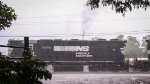 NS 3203 in a heavy thunderstorm at the Hayne Yard